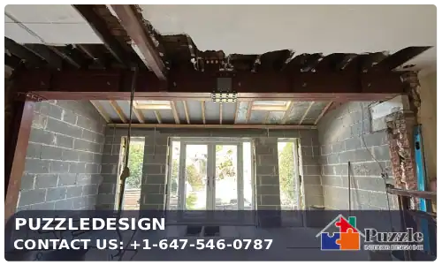 Support Beam Installation After Load Bearing Wall Removal Toronto